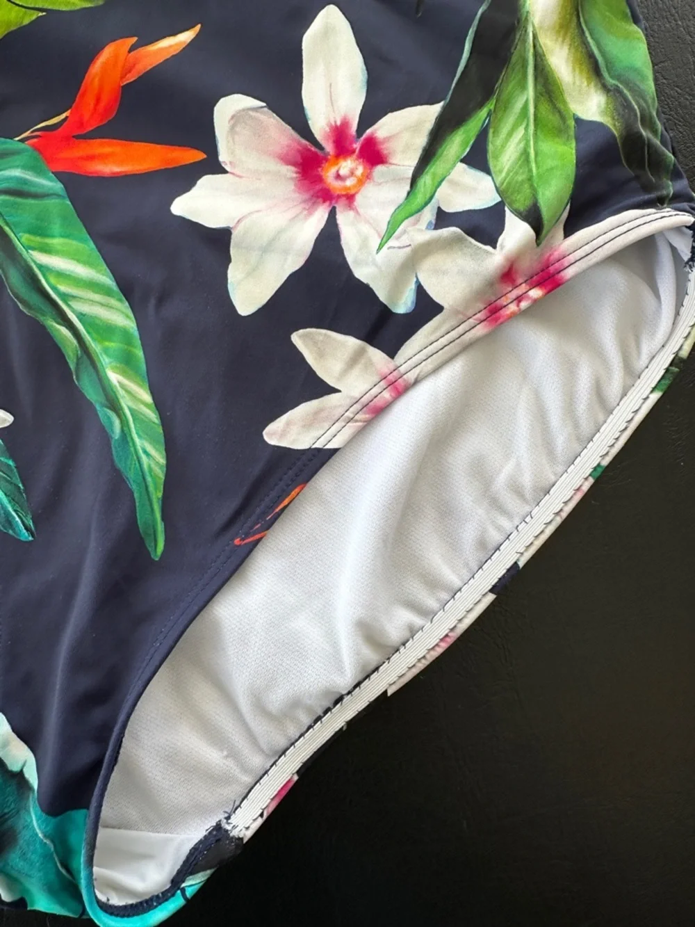 Ralph Lauren Navy Floral One-Piece Swimsuit, Halter Top - Picture 10 of 11